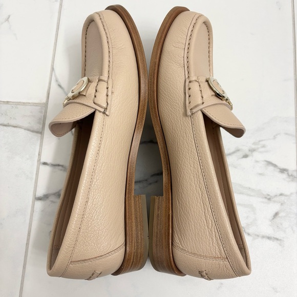 Salvatore Ferragamo Ofelia Leather Loafers Womens 7.5 C Beige Gold - Picture 5 of 10